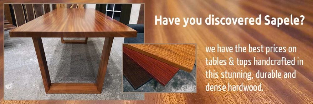 Design your perfect custom made Sapele Mahogany table-tops or complete table - customize your wood type, dimensions and thickness and shop on-line